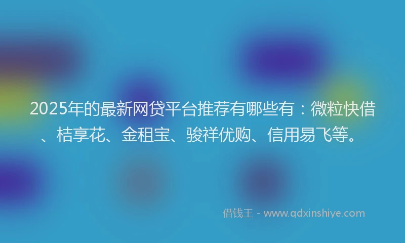 2025年的最新网贷平台推荐有哪些有：微粒快借、桔享花、金租宝、骏祥优购、信用易飞等。