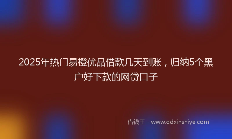 2025年热门易橙优品借款几天到账，归纳5个黑户好下款的网贷口子
