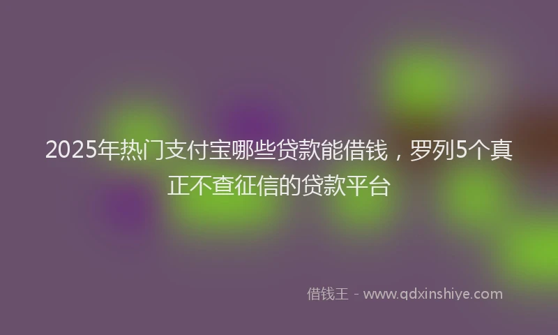 2025年热门支付宝哪些贷款能借钱，罗列5个真正不查征信的贷款平台