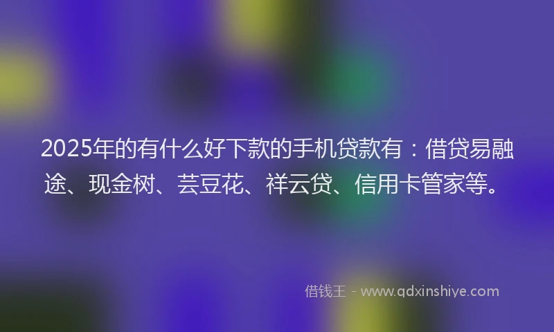 2025年的有什么好下款的手机贷款有：借贷易融途、现金树、芸豆花、祥云贷、信用卡管家等。