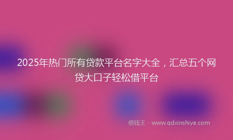 2025年热门所有贷款平台名字大全，汇总五个网贷大口子轻松借平台