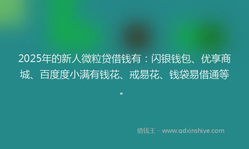 2025年的新人微粒贷借钱有：闪银钱包、优享商城、百度度小满有钱花、戒易花、钱袋易借通等。