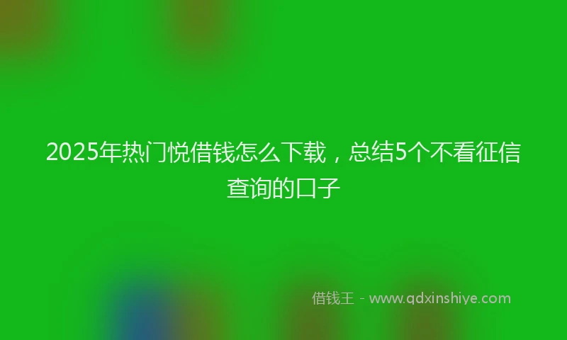 2025年热门悦借钱怎么下载，总结5个不看征信查询的口子