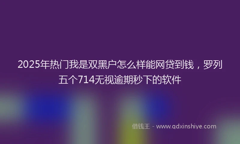 2025年热门我是双黑户怎么样能网贷到钱，罗列五个714无视逾期秒下的软件