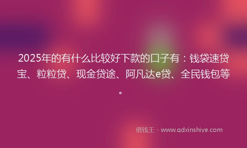 2025年的有什么比较好下款的口子有：钱袋速贷宝、粒粒贷、现金贷途、阿凡达e贷、全民钱包等。