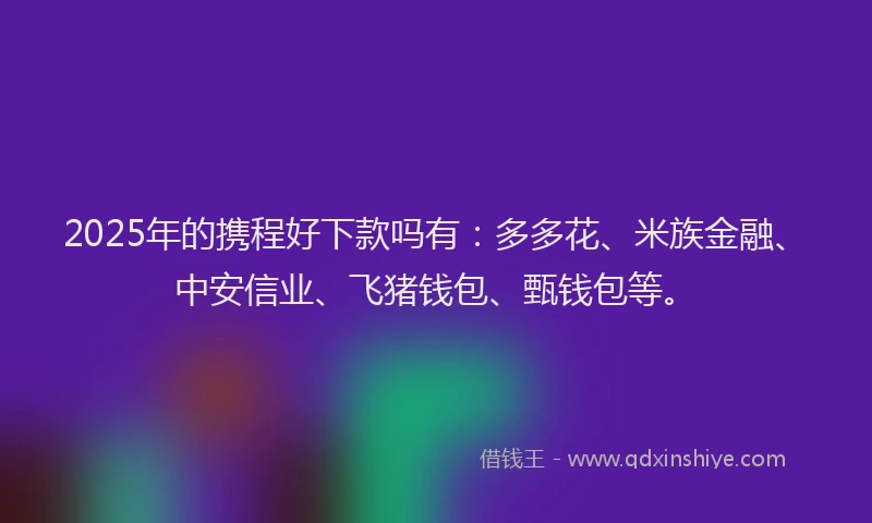 2025年的携程好下款吗有：多多花、米族金融、中安信业、飞猪钱包、甄钱包等。