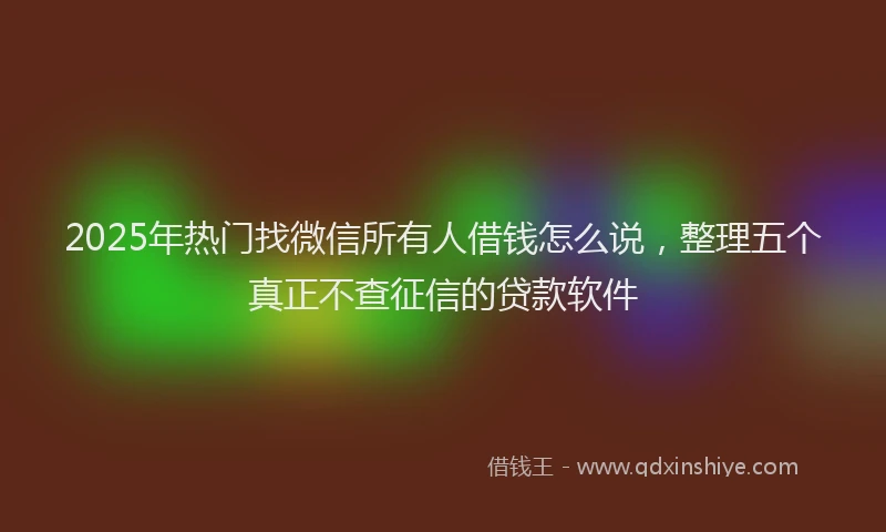 2025年热门找微信所有人借钱怎么说，整理五个真正不查征信的贷款软件