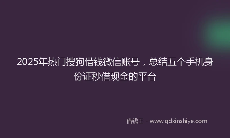 2025年热门搜狗借钱微信账号，总结五个手机身份证秒借现金的平台
