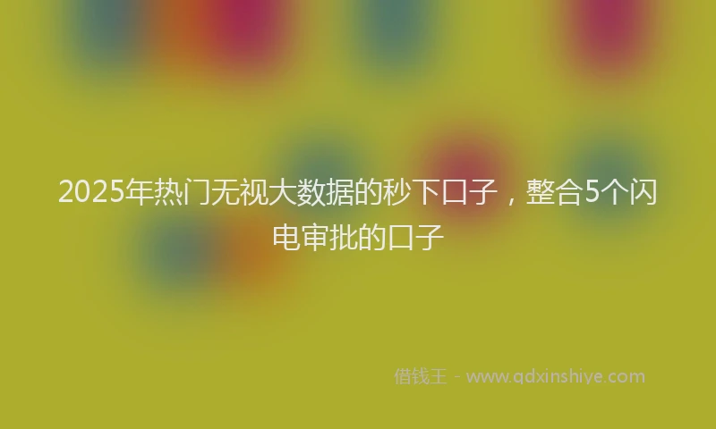 2025年热门无视大数据的秒下口子，整合5个闪电审批的口子