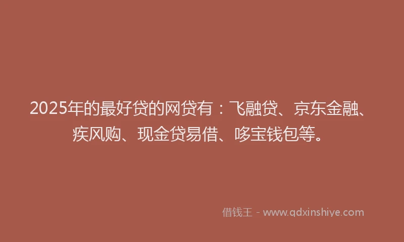 2025年的最好贷的网贷有：飞融贷、京东金融、疾风购、现金贷易借、哆宝钱包等。