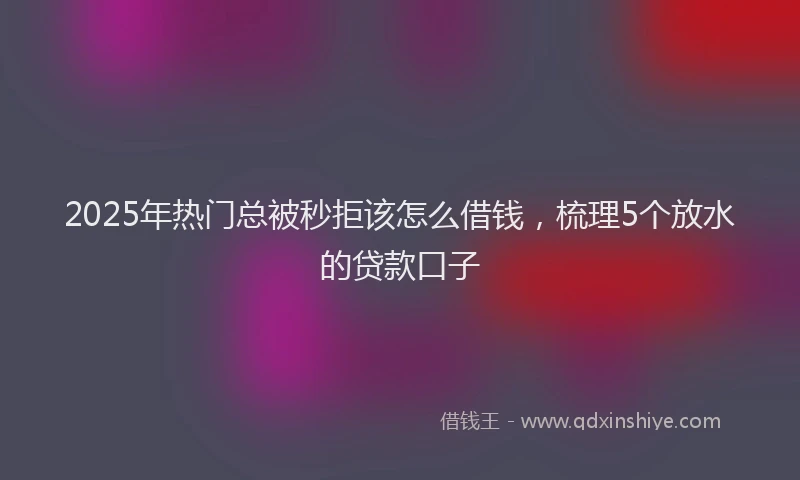 2025年热门总被秒拒该怎么借钱，梳理5个放水的贷款口子