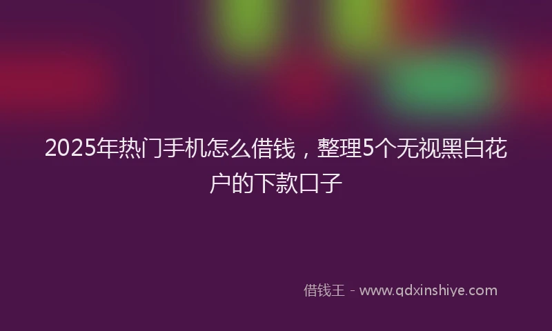 2025年热门手机怎么借钱，整理5个无视黑白花户的下款口子