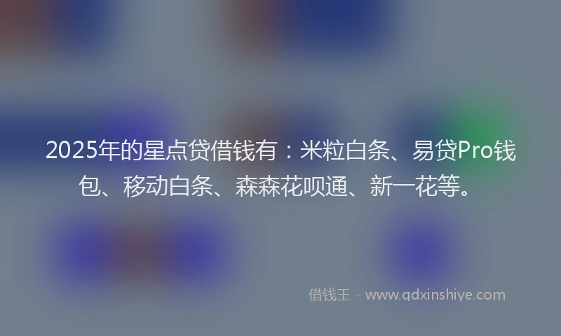 2025年的星点贷借钱有：米粒白条、易贷Pro钱包、移动白条、森森花呗通、新一花等。