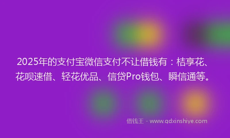 2025年的支付宝微信支付不让借钱有：桔享花、花呗速借、轻花优品、信贷Pro钱包、瞬信通等。