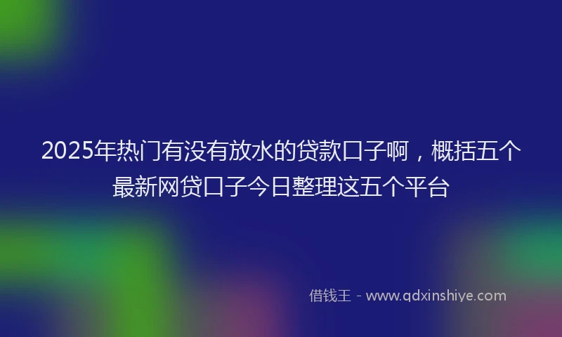 2025年热门有没有放水的贷款口子啊，概括五个最新网贷口子今日整理这五个平台