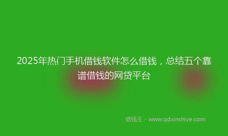 2025年热门手机借钱软件怎么借钱，总结五个靠谱借钱的网贷平台