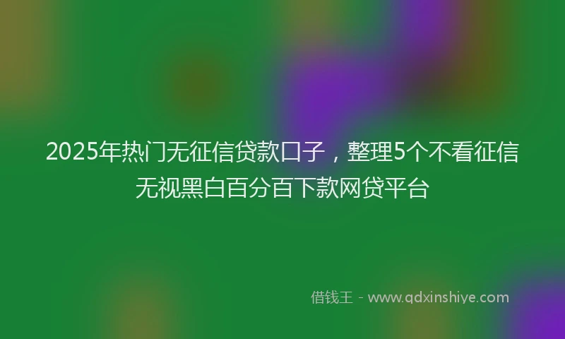 2025年热门无征信贷款口子，整理5个不看征信无视黑白百分百下款网贷平台