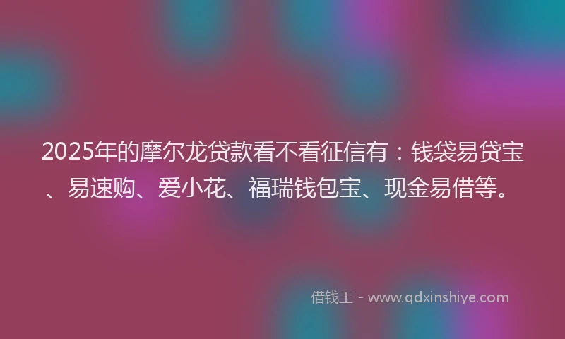 2025年的摩尔龙贷款看不看征信有：钱袋易贷宝、易速购、爱小花、福瑞钱包宝、现金易借等。