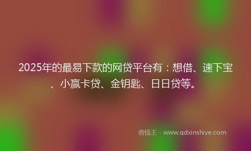 2025年的最易下款的网贷平台有：想借、速下宝、小赢卡贷、金钥匙、日日贷等。