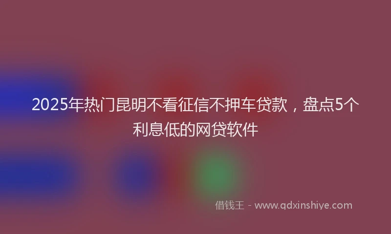 2025年热门昆明不看征信不押车贷款，盘点5个利息低的网贷软件