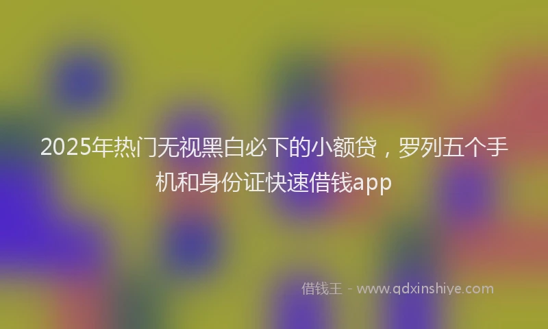2025年热门无视黑白必下的小额贷，罗列五个手机和身份证快速借钱app