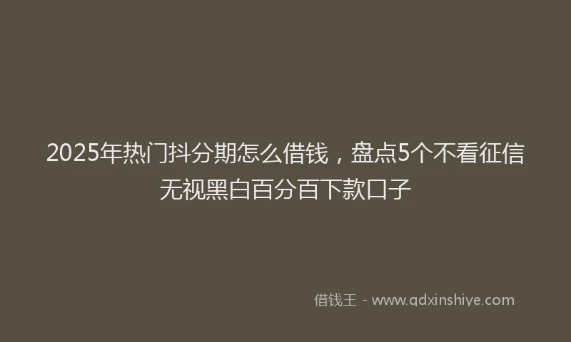 2025年热门抖分期怎么借钱，盘点5个不看征信无视黑白百分百下款口子