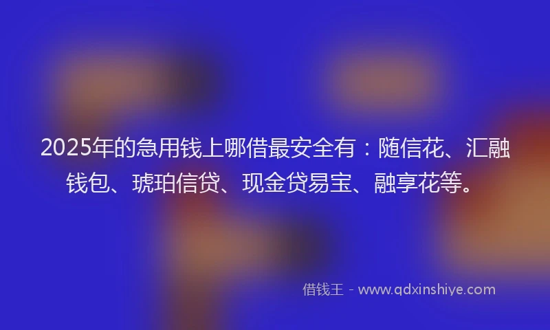 2025年的急用钱上哪借最安全有：随信花、汇融钱包、琥珀信贷、现金贷易宝、融享花等。