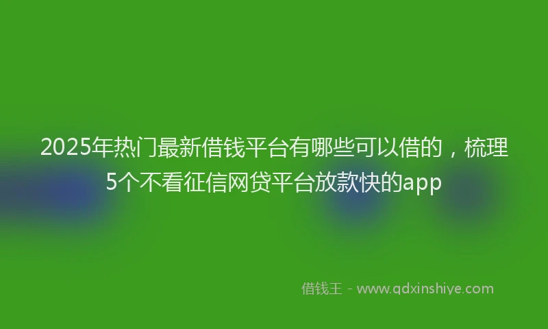 2025年热门最新借钱平台有哪些可以借的，梳理5个不看征信网贷平台放款快的app
