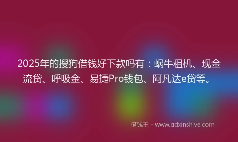2025年的搜狗借钱好下款吗有：蜗牛租机、现金流贷、呼吸金、易捷Pro钱包、阿凡达e贷等。