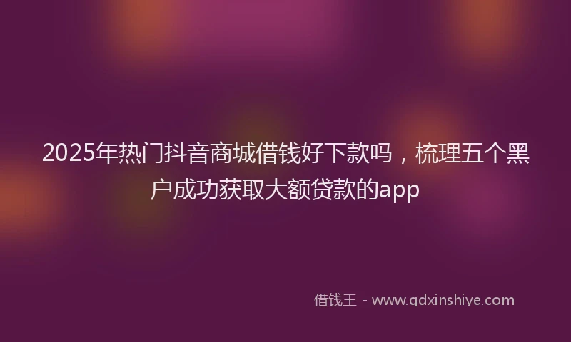 2025年热门抖音商城借钱好下款吗，梳理五个黑户成功获取大额贷款的app