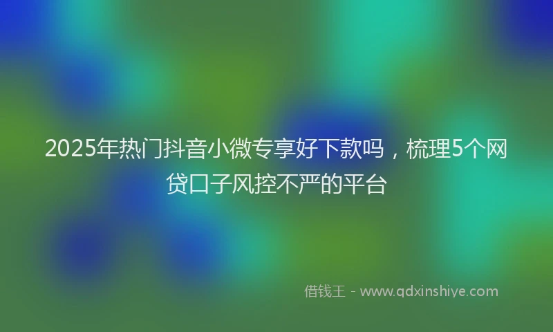 2025年热门抖音小微专享好下款吗，梳理5个网贷口子风控不严的平台