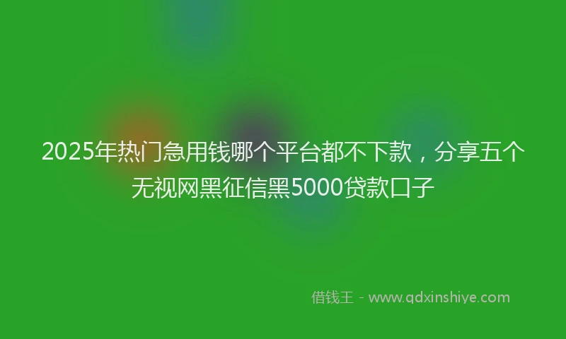 2025年热门急用钱哪个平台都不下款，分享五个无视网黑征信黑5000贷款口子