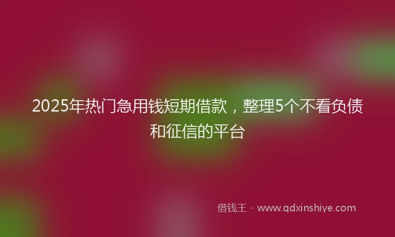 2025年热门急用钱短期借款，整理5个不看负债和征信的平台