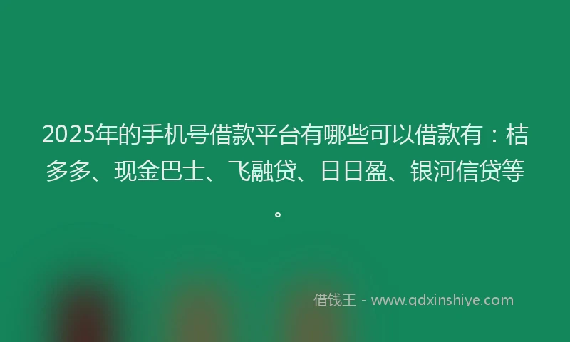 2025年的手机号借款平台有哪些可以借款有：桔多多、现金巴士、飞融贷、日日盈、银河信贷等。