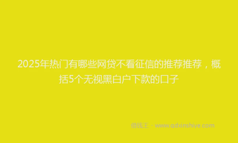 2025年热门有哪些网贷不看征信的推荐推荐，概括5个无视黑白户下款的口子
