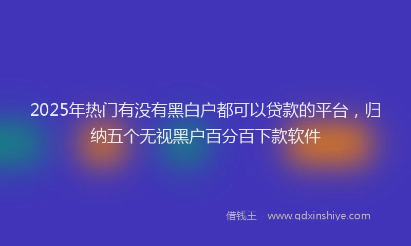 2025年热门有没有黑白户都可以贷款的平台，归纳五个无视黑户百分百下款软件