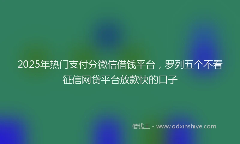 2025年热门支付分微信借钱平台，罗列五个不看征信网贷平台放款快的口子