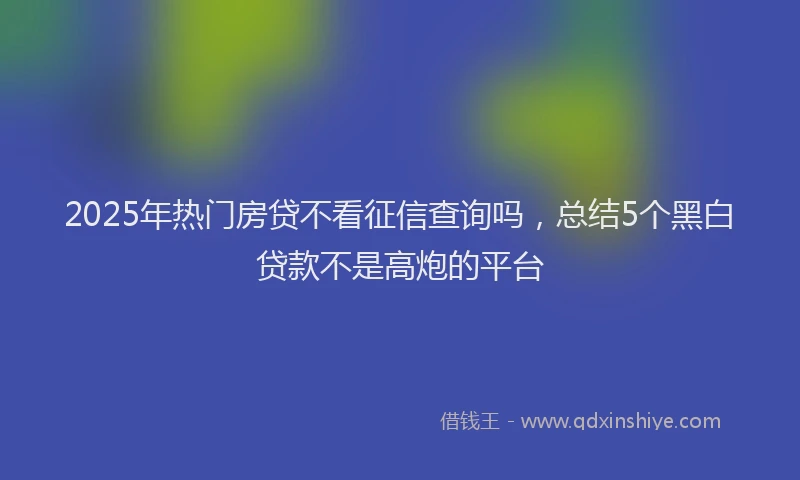 2025年热门房贷不看征信查询吗，总结5个黑白贷款不是高炮的平台
