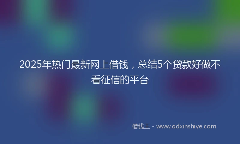 2025年热门最新网上借钱，总结5个贷款好做不看征信的平台