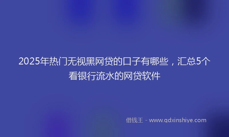 2025年热门无视黑网贷的口子有哪些，汇总5个看银行流水的网贷软件