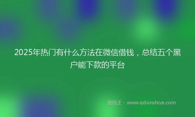2025年热门有什么方法在微信借钱，总结五个黑户能下款的平台