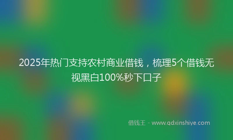 2025年热门支持农村商业借钱，梳理5个借钱无视黑白100%秒下口子