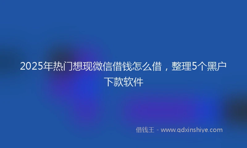 2025年热门想现微信借钱怎么借，整理5个黑户下款软件