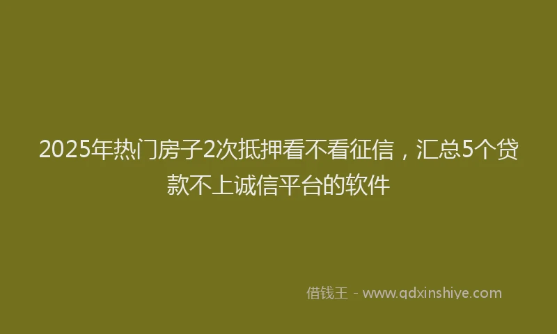 2025年热门房子2次抵押看不看征信，汇总5个贷款不上诚信平台的软件