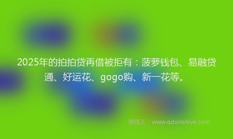 2025年的拍拍贷再借被拒有：菠萝钱包、易融贷通、好运花、gogo购、新一花等。