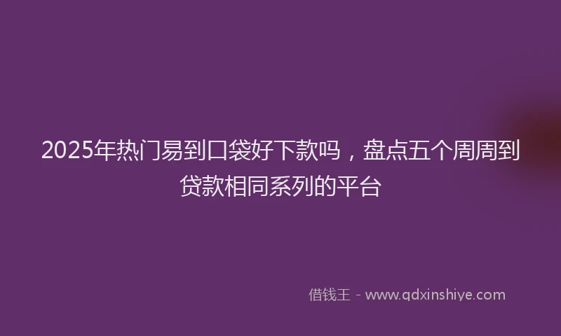 2025年热门易到口袋好下款吗，盘点五个周周到贷款相同系列的平台