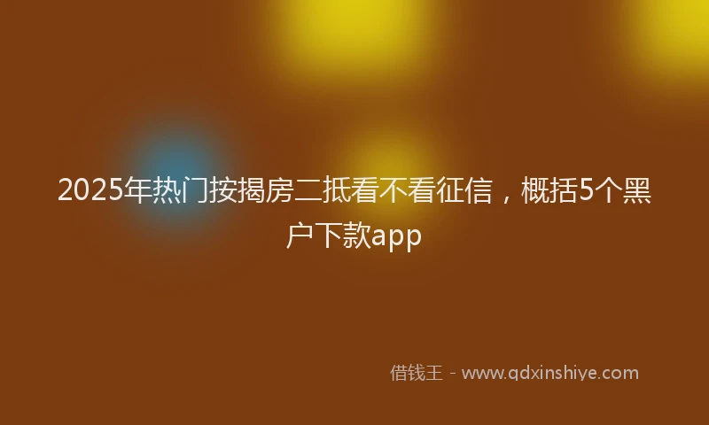 2025年热门按揭房二抵看不看征信，概括5个黑户下款app