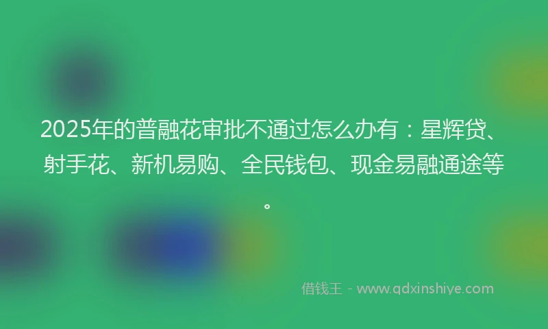 2025年的普融花审批不通过怎么办有：星辉贷、射手花、新机易购、全民钱包、现金易融通途等。