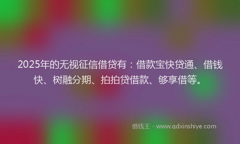2025年的无视征信借贷有：借款宝快贷通、借钱快、树融分期、拍拍贷借款、够享借等。