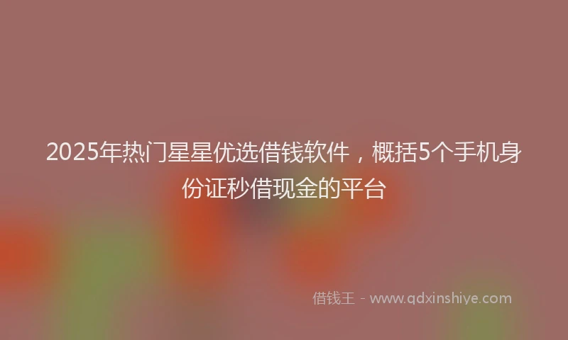 2025年热门星星优选借钱软件，概括5个手机身份证秒借现金的平台